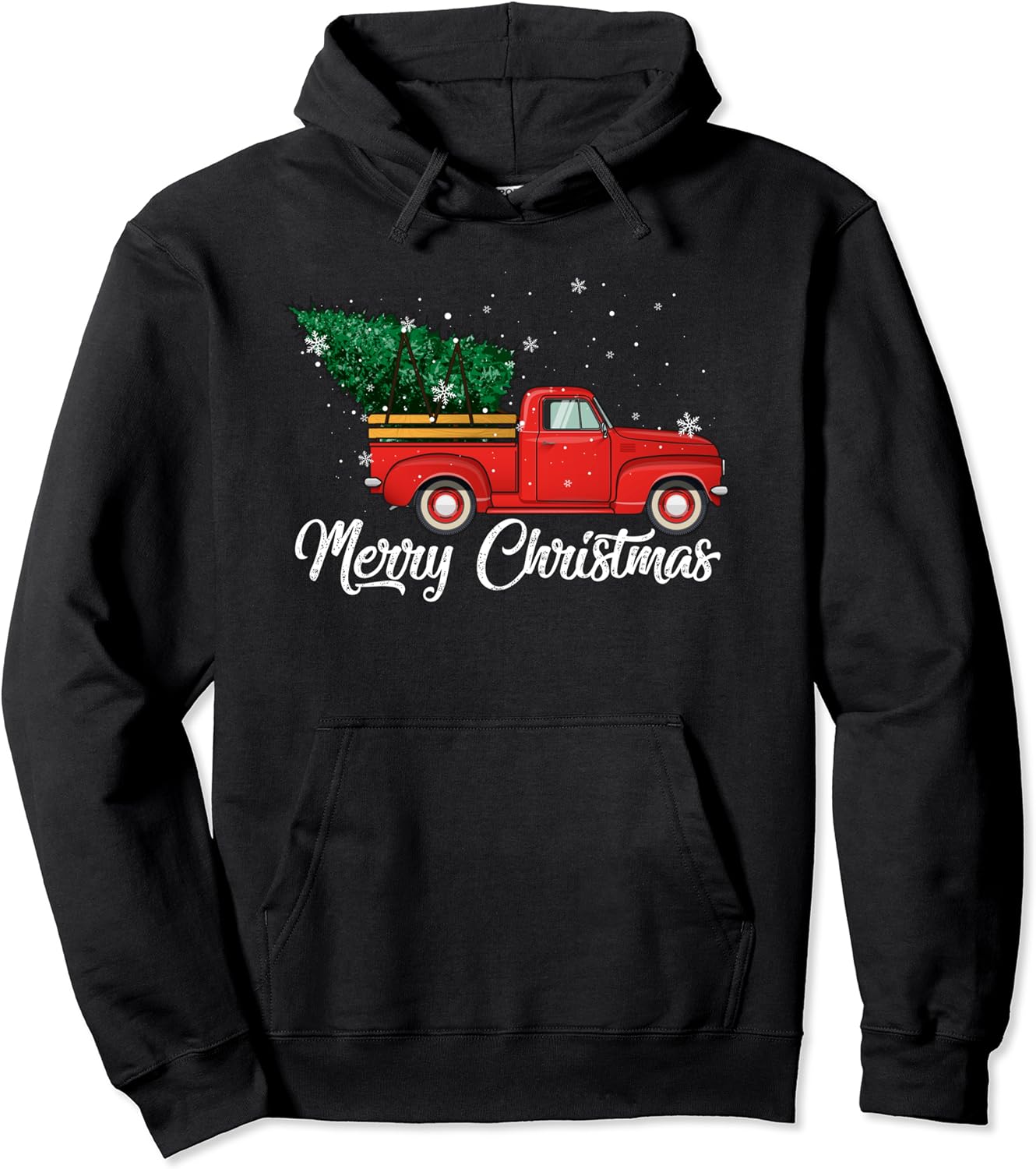 Red Truck Pick Up Christmas Tree Vintage Retro Sweater Pullover Hoodie Amazon.co.uk Fashion